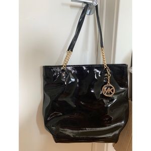 Michael Kors black tote bag with gold hardware